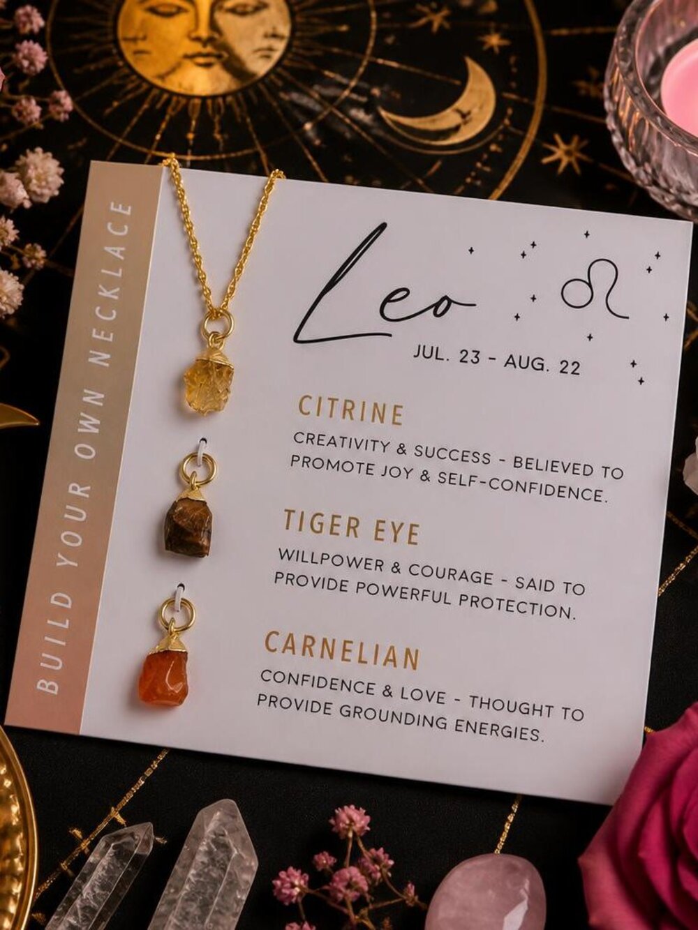 Customizable Raw Crystal Necklace - Leo
